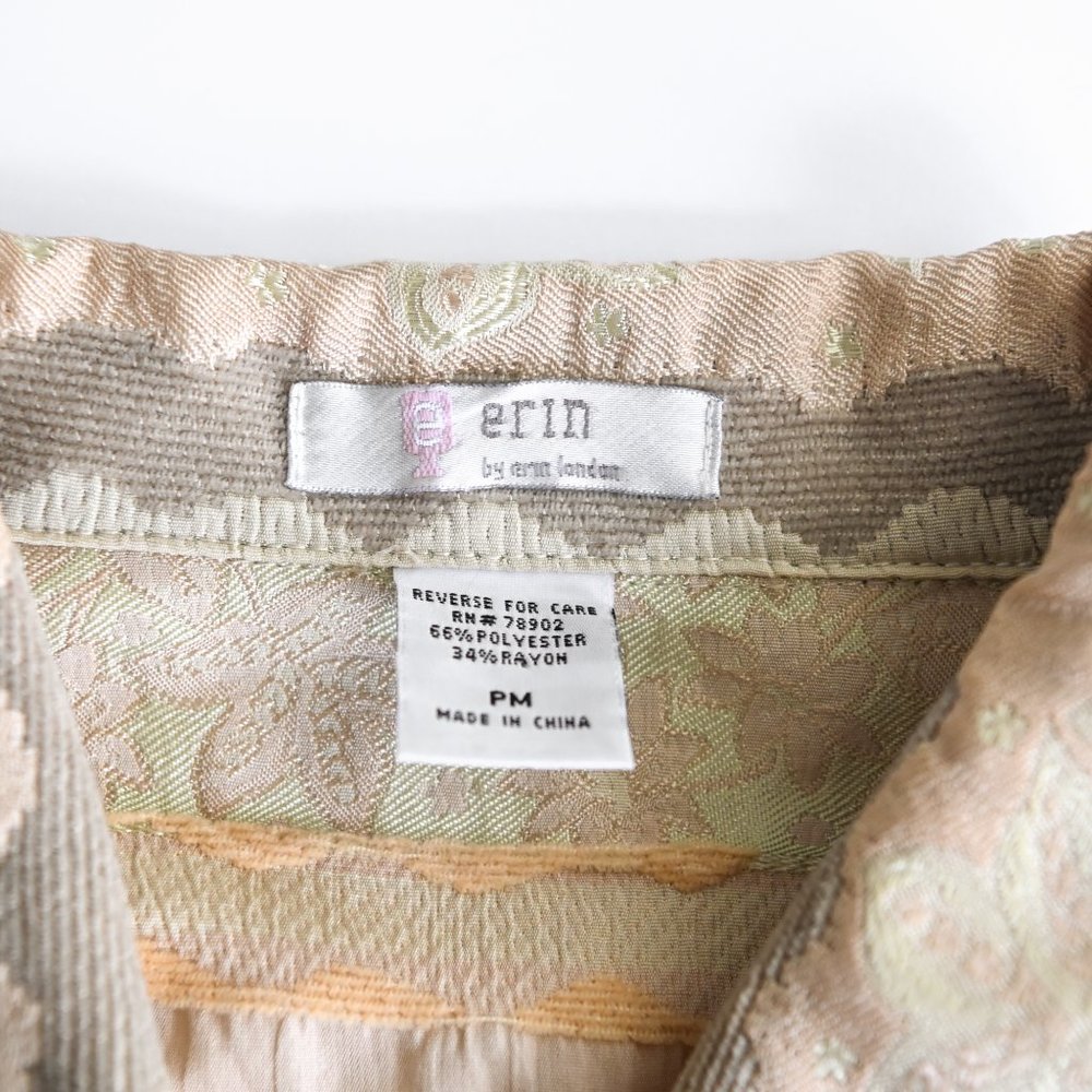 ERIN BY ERIN LONDON Beige Brocade Button Front Jacket - Size Petite Medium - Picture 8 of 10
